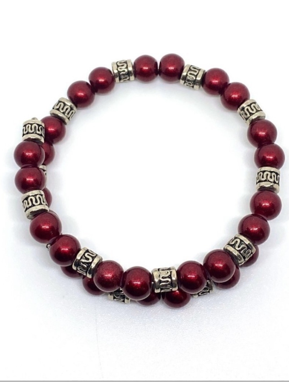 Red and Silver Adjustable Wrap Bracelet